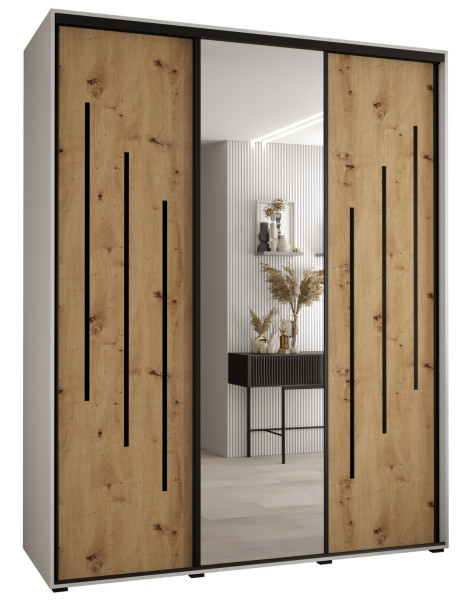 Szafa przesuwna 60 wysoka Davos 9 190 biały+artisan+czarny 155999