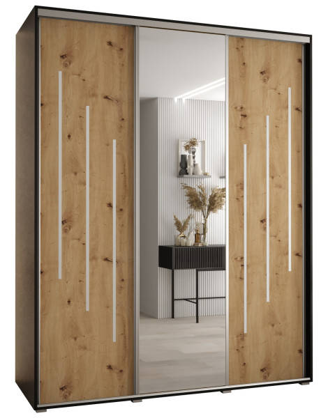 Szafa przesuwna 60 wysoka Davos 9 200 czarny+artisan+srebrny 156187