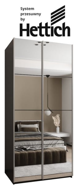 Szafa przesuwna 64 wysoka Lux 2 100 czarny+czarny+srebrny 198324