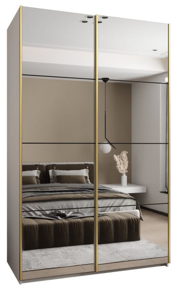 Szafa przesuwna 64 wysoka Lux 2 150 biały+czarny+złoty 203442