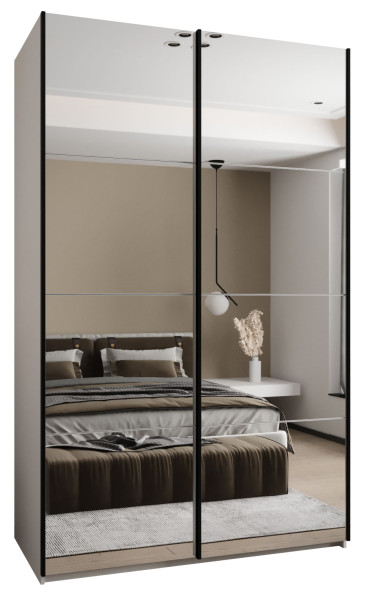 Szafa przesuwna 64 wysoka Lux 2 160 biały+biały+czarny 203416
