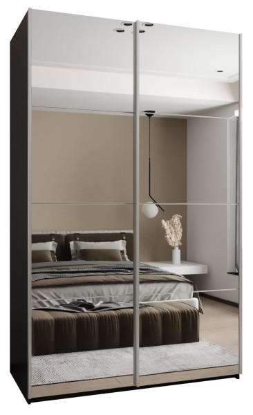 Szafa przesuwna 64 wysoka Lux 2 160 czarny+biały+srebrny 203371