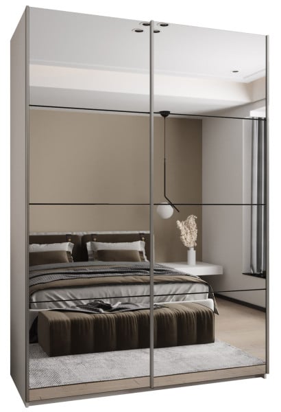 Szafa przesuwna 64 wysoka Lux 2 170 biały+czarny+srebrny 203469