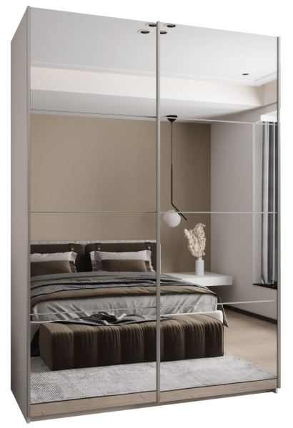 Szafa przesuwna 64 wysoka Lux 2 180 biały+biały+srebrny 203413