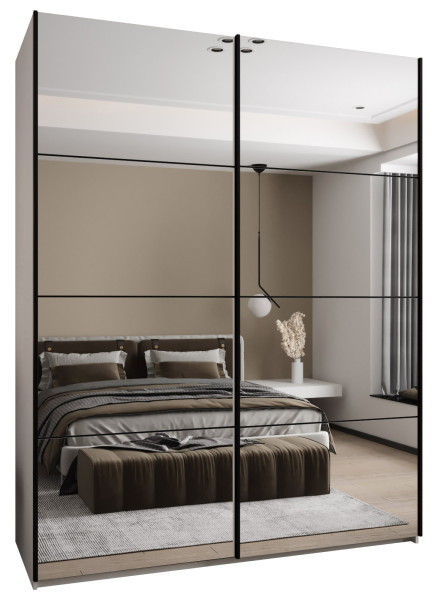 Szafa przesuwna 64 wysoka Lux 2 190 biały+czarny+czarny 203347