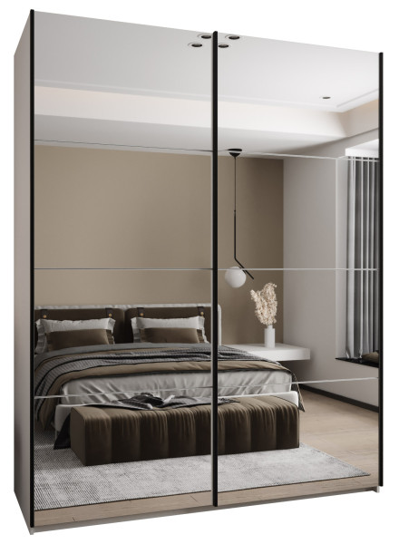 Szafa przesuwna 64 wysoka Lux 2 200 biały+biały+czarny 203339