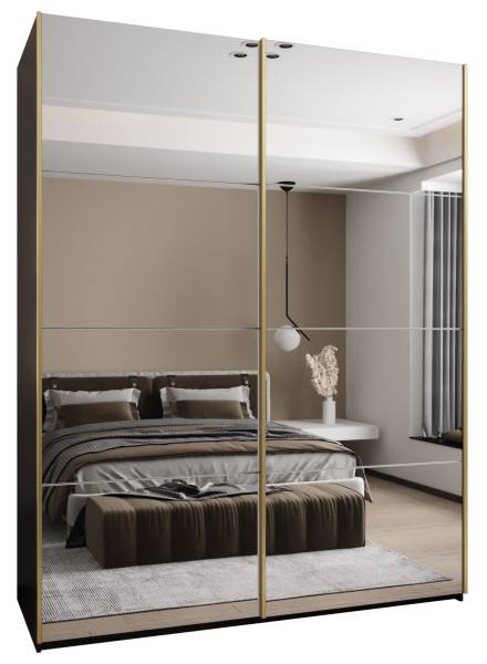 Szafa przesuwna 64 wysoka Lux 2 200 czarny+biały+złoty 203351