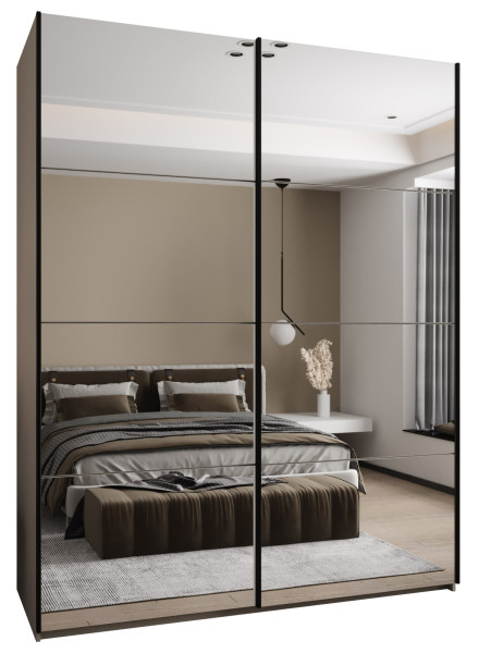 Szafa przesuwna 64 wysoka Lux 2 200 kaszmir+kaszmir+czarny 202577