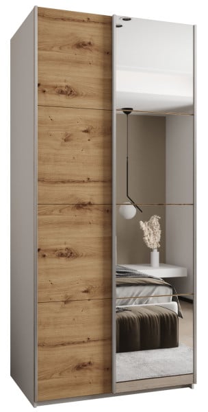 Szafa przesuwna 64 wysoka Lux 3 100 biały+artisan+srebrny 201836