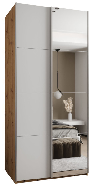Szafa przesuwna 64 wysoka Lux 3 110 artisan+biały+srebrny 201394