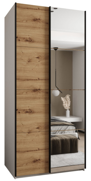 Szafa przesuwna 64 wysoka Lux 3 110 biały+artisan+czarny 201352
