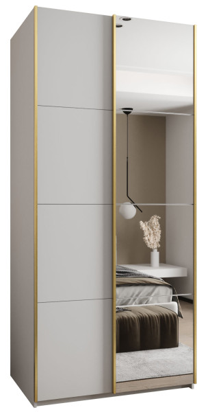 Szafa przesuwna 64 wysoka Lux 3 110 biały+biały+złoty 201371