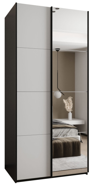 Szafa przesuwna 64 wysoka Lux 3 110 czarny+biały+czarny 201360