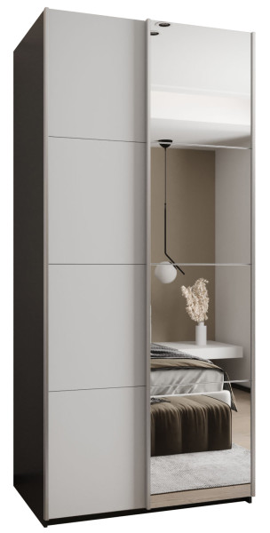 Szafa przesuwna 64 wysoka Lux 3 110 czarny+biały+srebrny 201441