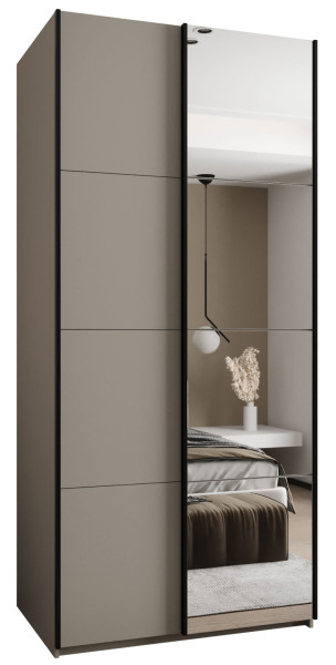 Szafa przesuwna 64 wysoka Lux 3 110 kaszmir+kaszmir+czarny 201391