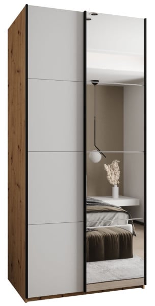 Szafa przesuwna 64 wysoka Lux 3 120 artisan+biały+czarny 201423