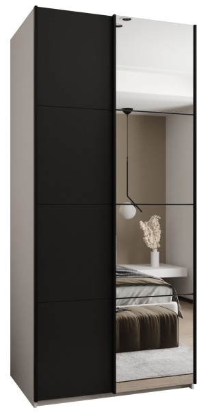 Szafa przesuwna 64 wysoka Lux 3 120 biały+czarny+czarny 201389