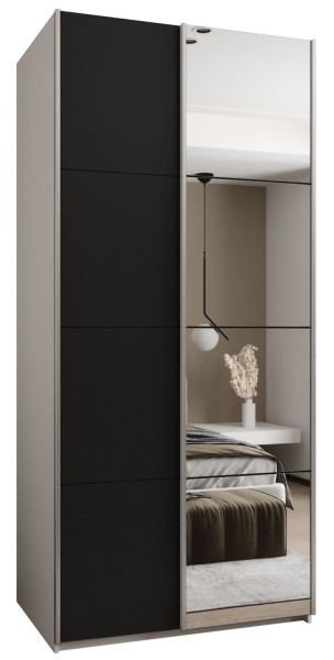 Szafa przesuwna 64 wysoka Lux 3 120 biały+czarny+srebrny 201417