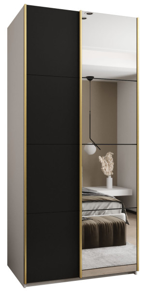 Szafa przesuwna 64 wysoka Lux 3 120 biały+czarny+złoty 201440
