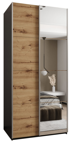 Szafa przesuwna 64 wysoka Lux 3 120 czarny+artisan+srebrny 201434
