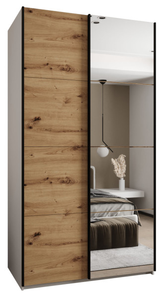 Szafa przesuwna 64 wysoka Lux 3 130 biały+artisan+czarny 201427
