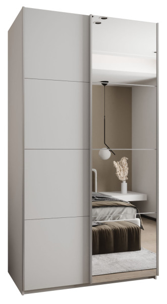 Szafa przesuwna 64 wysoka Lux 3 130 biały+biały+srebrny 201395