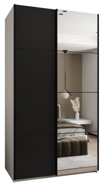 Szafa przesuwna 64 wysoka Lux 3 130 biały+czarny+czarny 201406