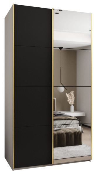 Szafa przesuwna 64 wysoka Lux 3 130 biały+czarny+złoty 201429
