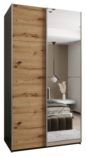 Szafa przesuwna 64 wysoka Lux 3 130 czarny+artisan+srebrny 201405