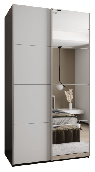 Szafa przesuwna 64 wysoka Lux 3 130 czarny+biały+srebrny 201422