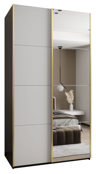 Szafa przesuwna 64 wysoka Lux 3 130 czarny+biały+złoty 201339