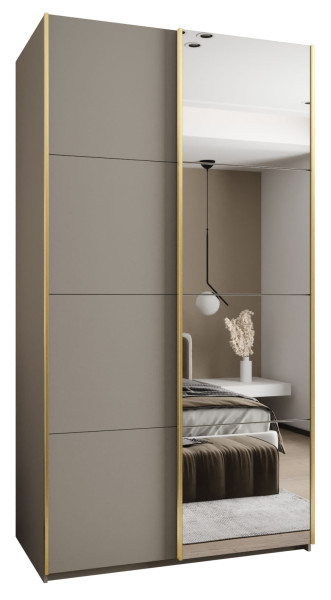 Szafa przesuwna 64 wysoka Lux 3 130 kaszmir+kaszmir+złoty 201421
