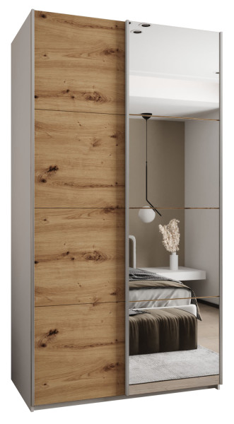 Szafa przesuwna 64 wysoka Lux 3 140 biały+artisan+srebrny 201436