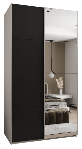 Szafa przesuwna 64 wysoka Lux 3 140 biały+czarny+srebrny 201410