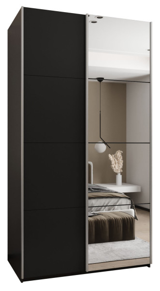 Szafa przesuwna 64 wysoka Lux 3 140 czarny+czarny+srebrny 201382