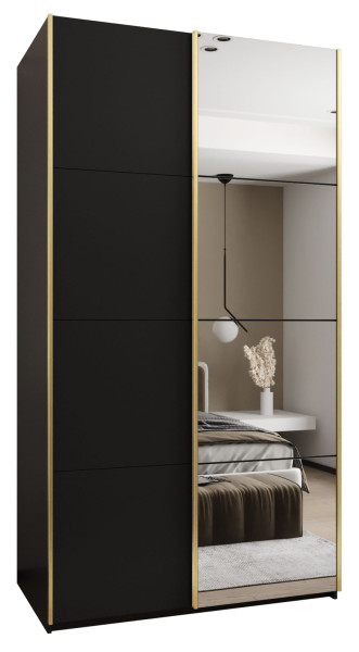 Szafa przesuwna 64 wysoka Lux 3 140 czarny+czarny+złoty 201399