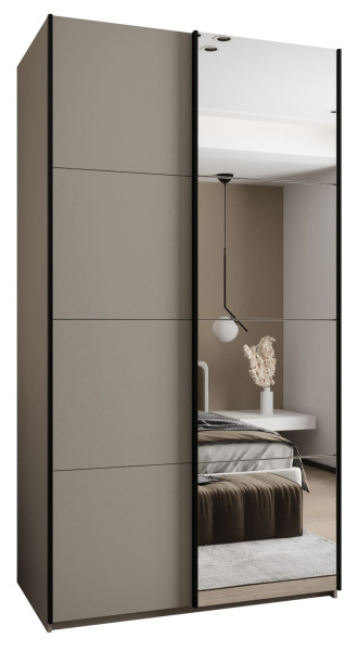 Szafa przesuwna 64 wysoka Lux 3 140 kaszmir+kaszmir+czarny 201372