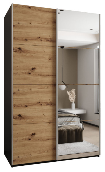 Szafa przesuwna 64 wysoka Lux 3 150 czarny+artisan+srebrny 201633