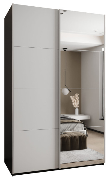 Szafa przesuwna 64 wysoka Lux 3 150 czarny+biały+srebrny 201646