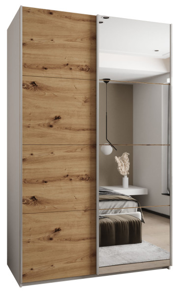 Szafa przesuwna 64 wysoka Lux 3 160 biały+artisan+srebrny 201157