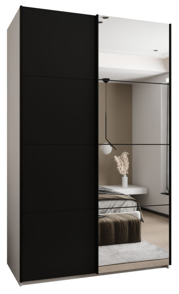 Szafa przesuwna 64 wysoka Lux 3 160 biały+czarny+czarny 201165