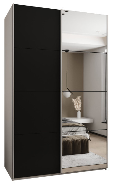 Szafa przesuwna 64 wysoka Lux 3 160 biały+czarny+srebrny 201171