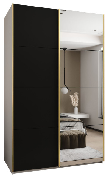 Szafa przesuwna 64 wysoka Lux 3 160 biały+czarny+złoty 201169