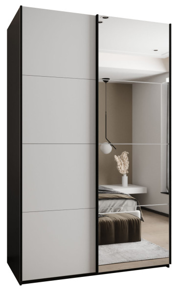 Szafa przesuwna 64 wysoka Lux 3 160 czarny+biały+czarny 201176