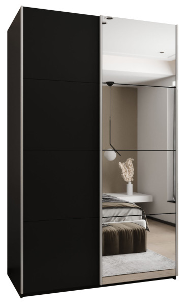 Szafa przesuwna 64 wysoka Lux 3 160 czarny+czarny+srebrny 201161