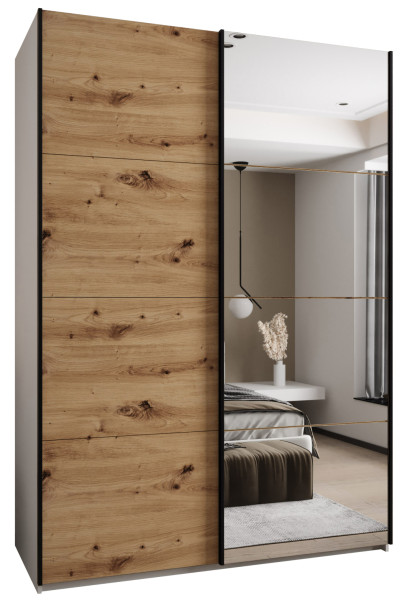 Szafa przesuwna 64 wysoka Lux 3 170 biały+artisan+czarny 201644