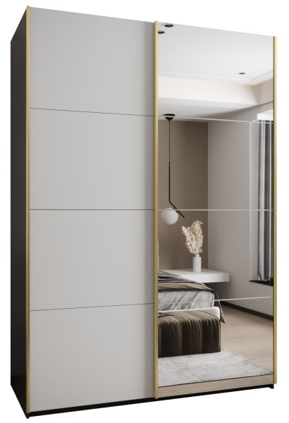 Szafa przesuwna 64 wysoka Lux 3 180 czarny+biały+złoty 201381