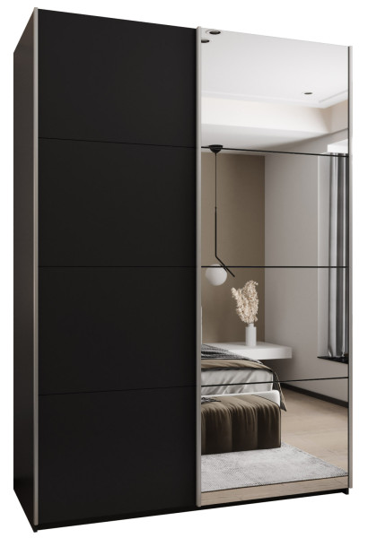 Szafa przesuwna 64 wysoka Lux 3 180 czarny+czarny+srebrny 201378