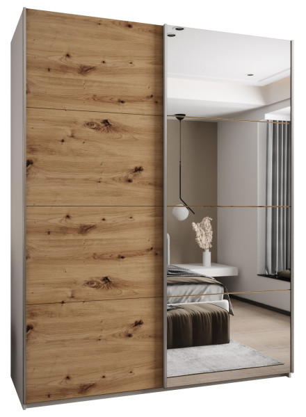 Szafa przesuwna 64 wysoka Lux 3 200 biały+artisan+srebrny 201846