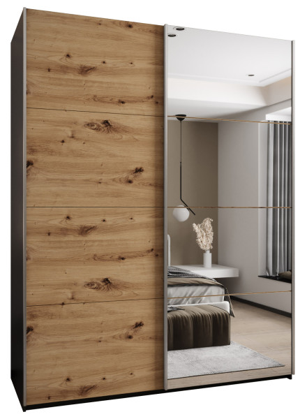 Szafa przesuwna 64 wysoka Lux 3 200 czarny+artisan+srebrny 201847
